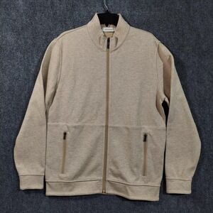 Bugatchi Jacket Mens Small Sand Beige Full Zip Mock Neck Two Way‎ Zip DF-2408K26
